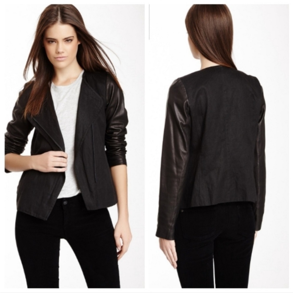 Vince Linen & Leather Jacket - Picture 2 of 13